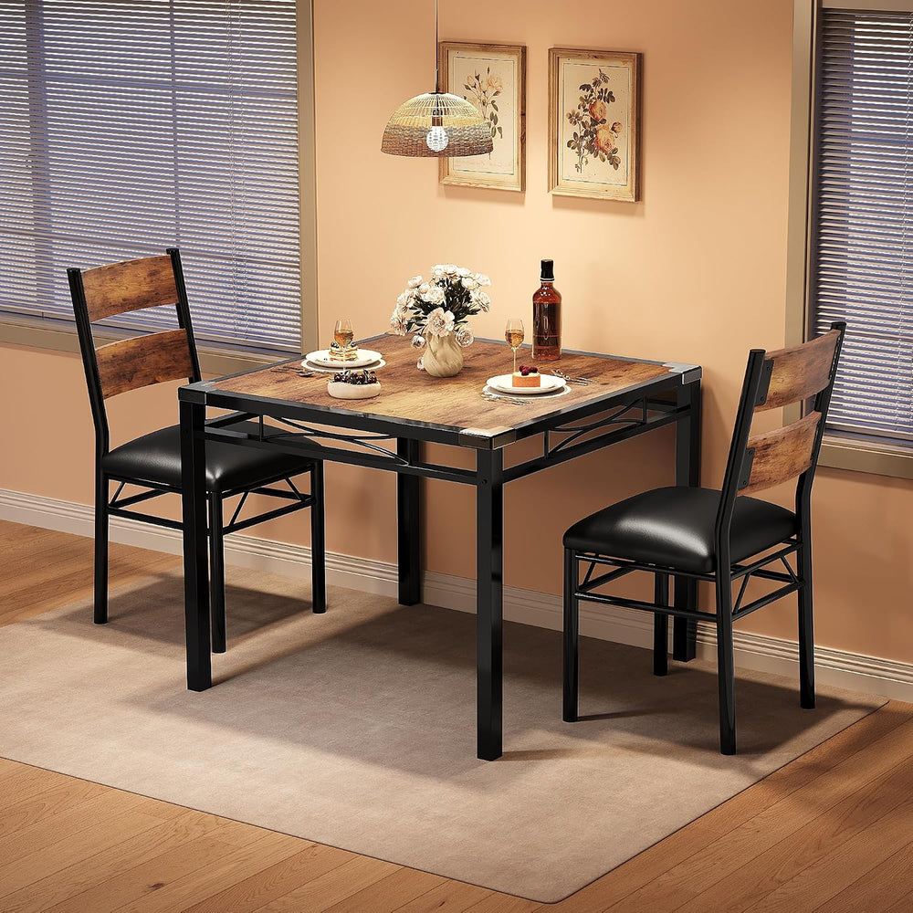IDEALHOUSE Dining Table Set for 2, Dining Table with 2 Upholstered Chairs, Bi...