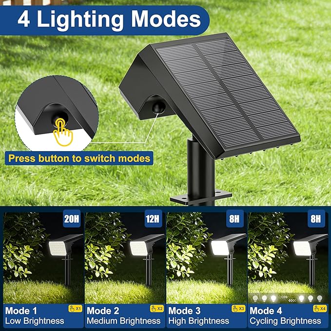 LANSOW 12 Pack Solar Spot Lights Outdoor Waterproof IP67, (90 LED/4 Modes) So...