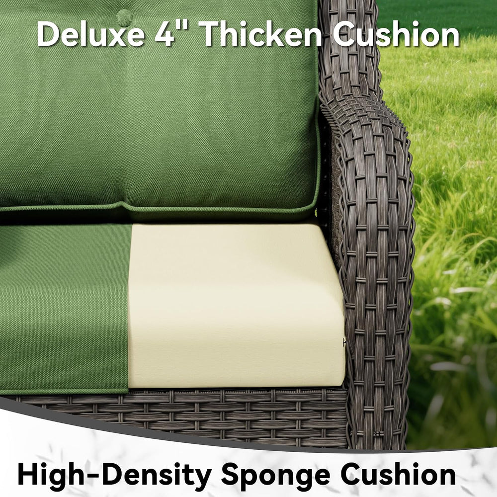 5 Piece Outdoor Wicker Patio Furniture Set, Patio Chairs Set with Thickened O...