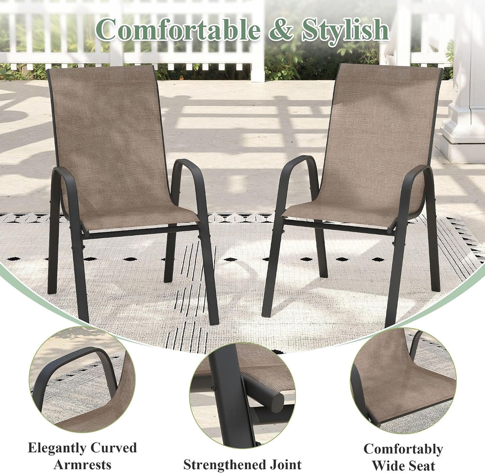5 Pieces Outdoor Dining Set, 40.7" Spliced Patio Table with Umbrella Hol...