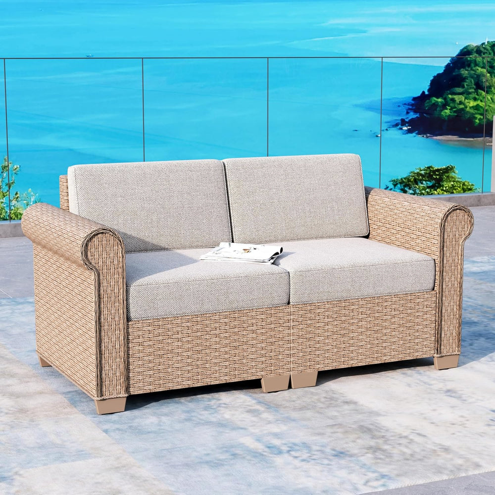 HERA'S HOUSE 2-Piece Wicker Patio Sectional Set, 2-Seat, Modular Design