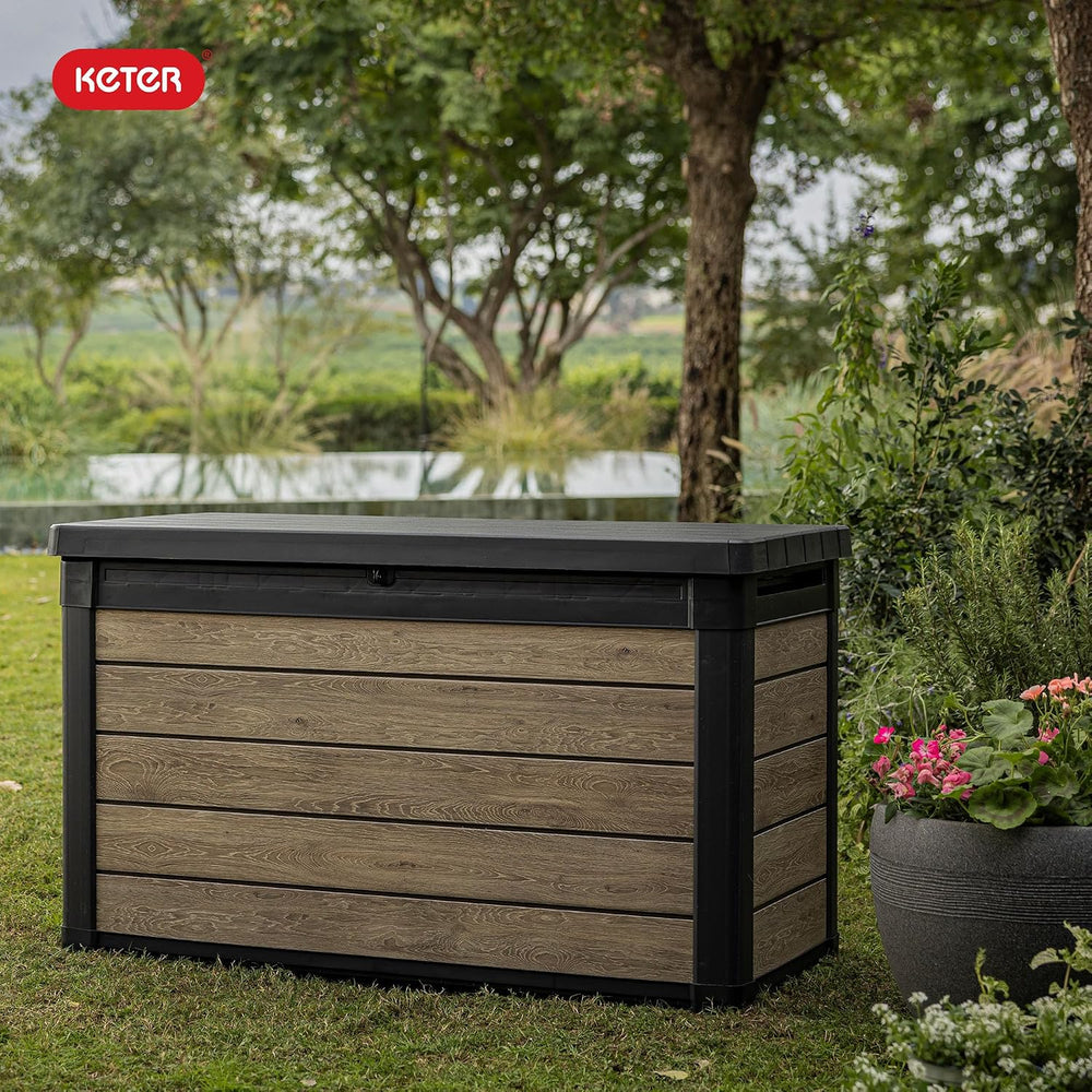 Keter Signature Collection 100 Gallon Resin Deck Box Organization Box and Sto...