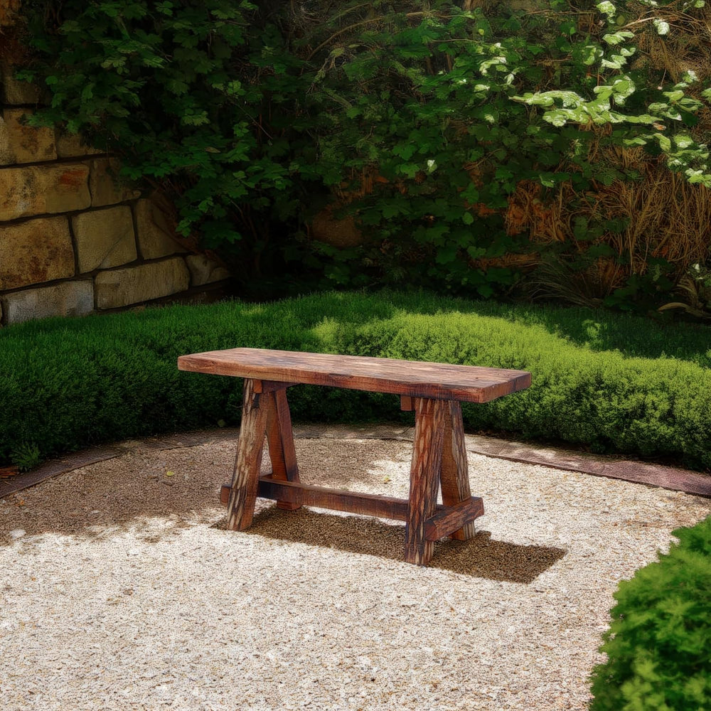 The Urban Port Wooden Garden Patio Bench, Cappuccino Brown