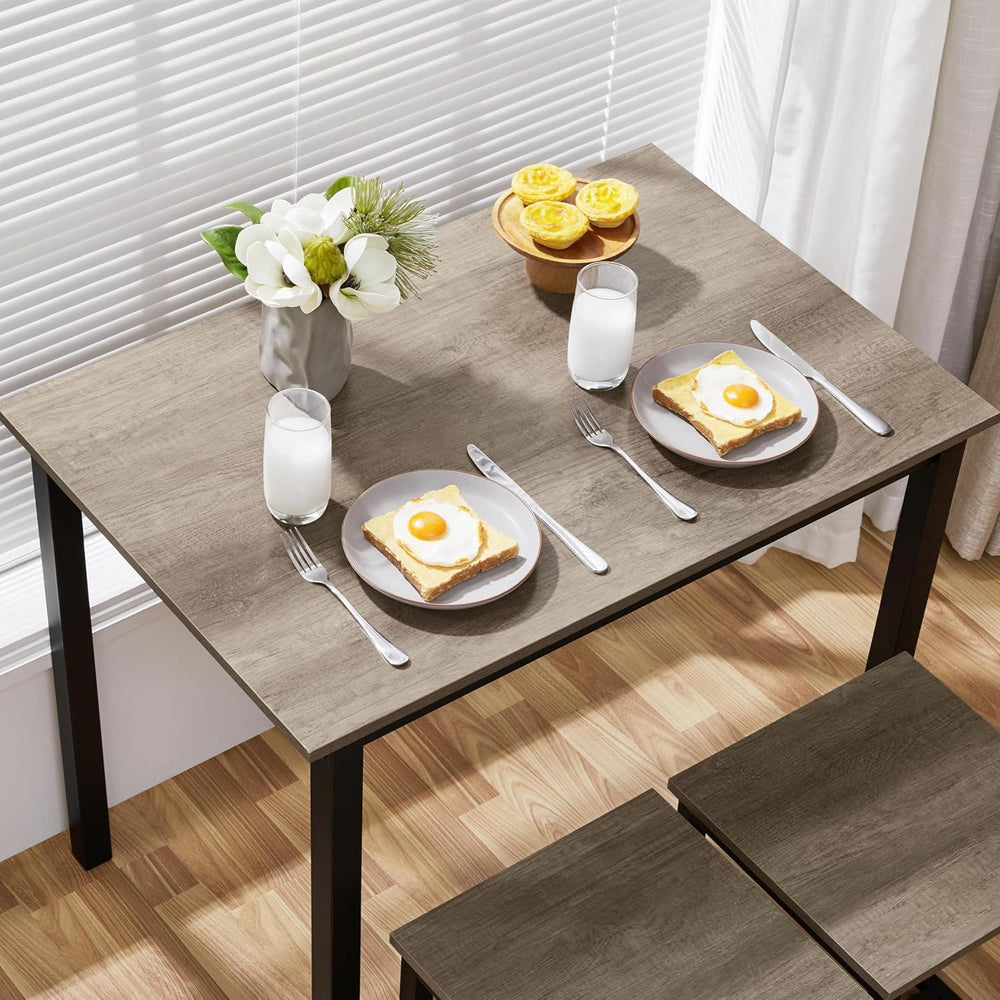 Yaheetech Small Table and Chairs, Space Saving Dining Table Set for 2, Gray