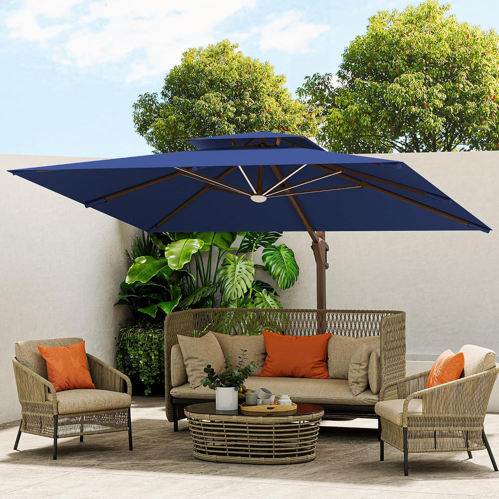 10 X 13 FT Cantilever Outdoor Patio Umbrella with LED Lights