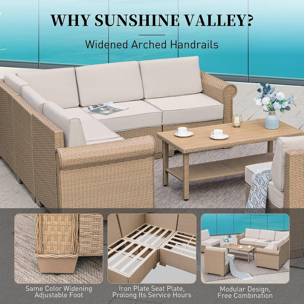 HERA'S HOUSE 2-Piece Wicker Patio Sectional Set, 2-Seat, Modular Design