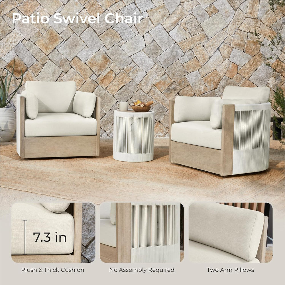 CHITA Acacia Outdoor Patio Swivel Accent Chair, Fully Assembled