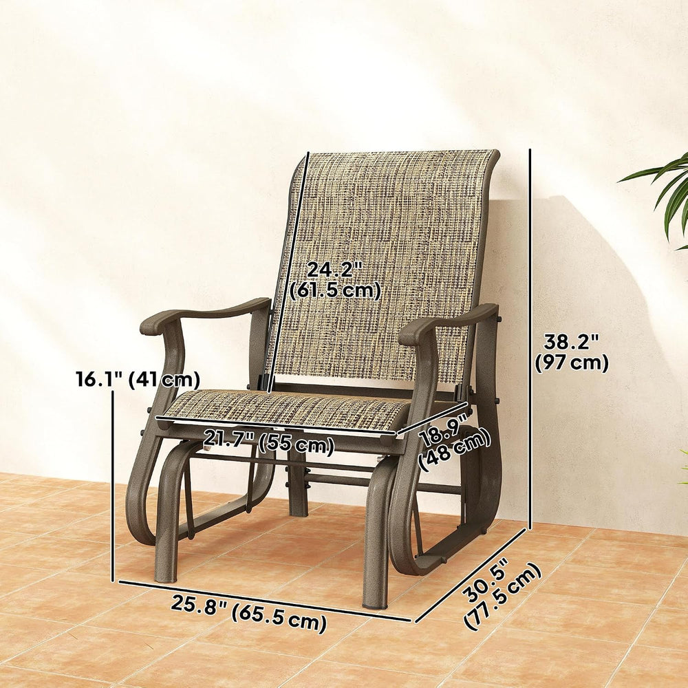 Outsunny Outdoor Glider Chair Patio Garden Steel Frame Light Mixed Brown