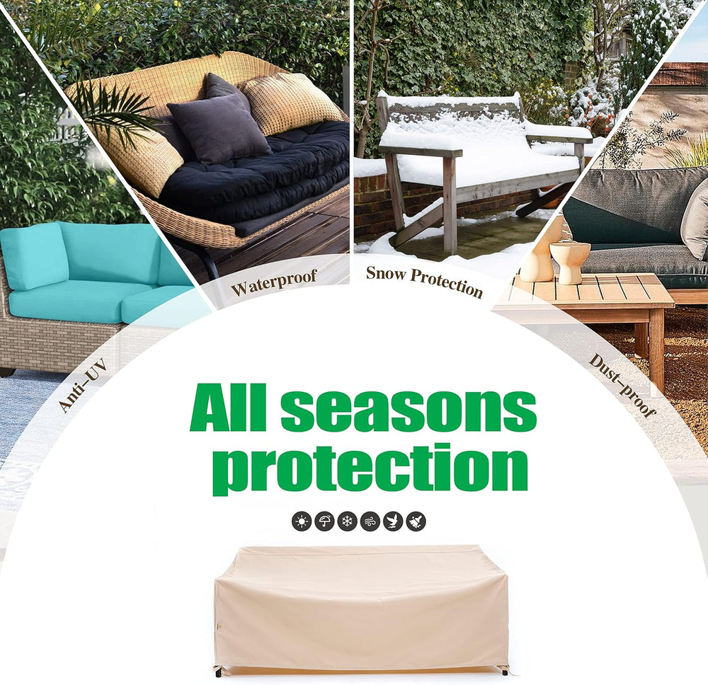 F&J Outdoors 2-Seater Patio Loveseat Covers, Beige, 62"W x 39"D...