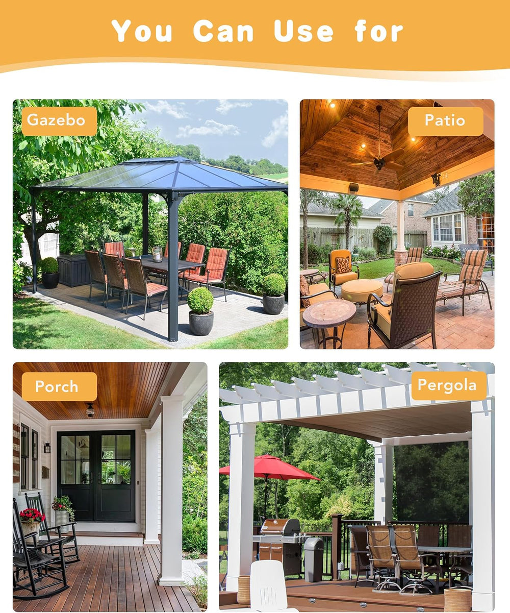 HolidayIdeas Outdoor Curtains for Patio Waterproof 4 Pcs 54x84 Inch Black