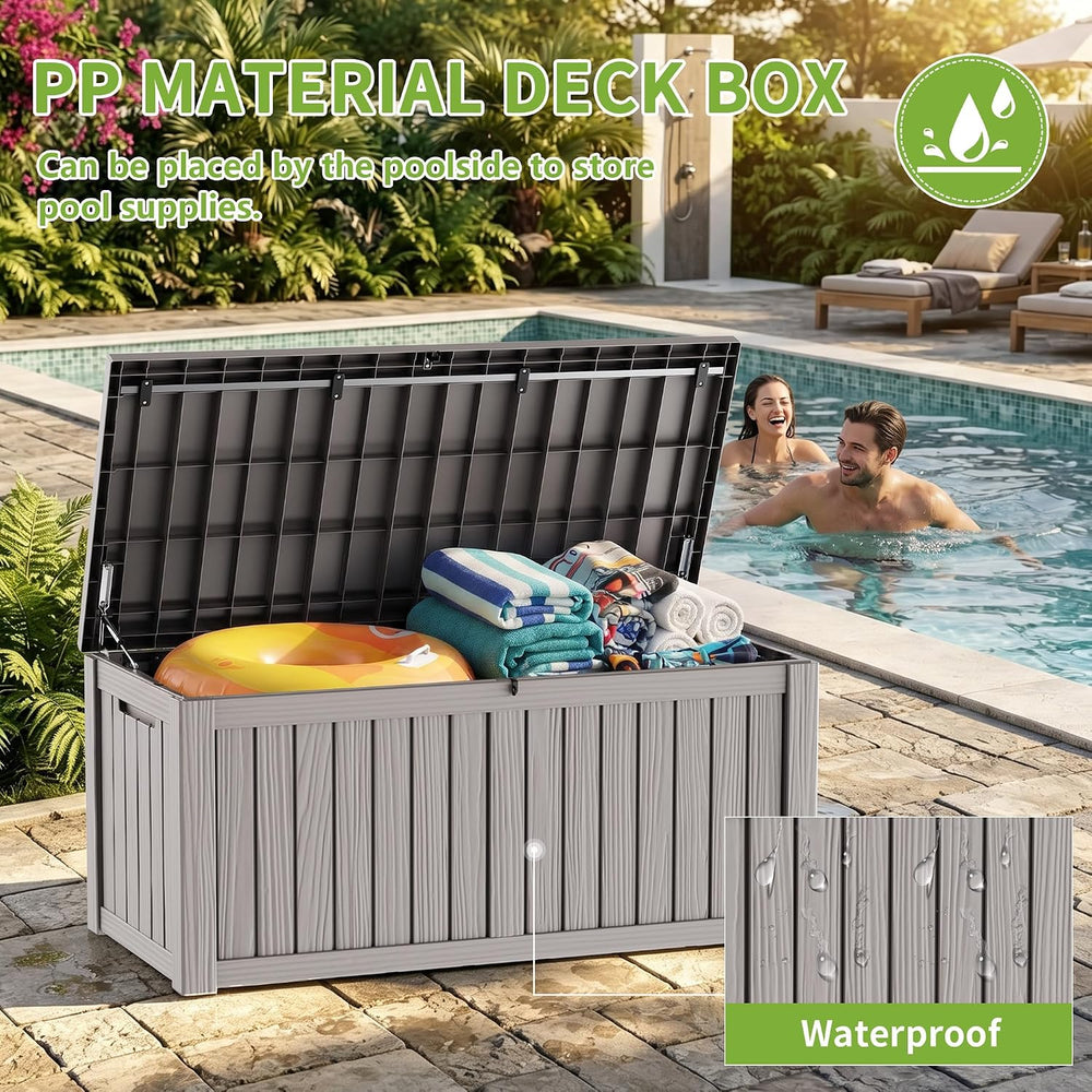 ROJIK 170 Gallon Waterproof Outdoor Deck Storage Box, UV Resistant， Lockable ...