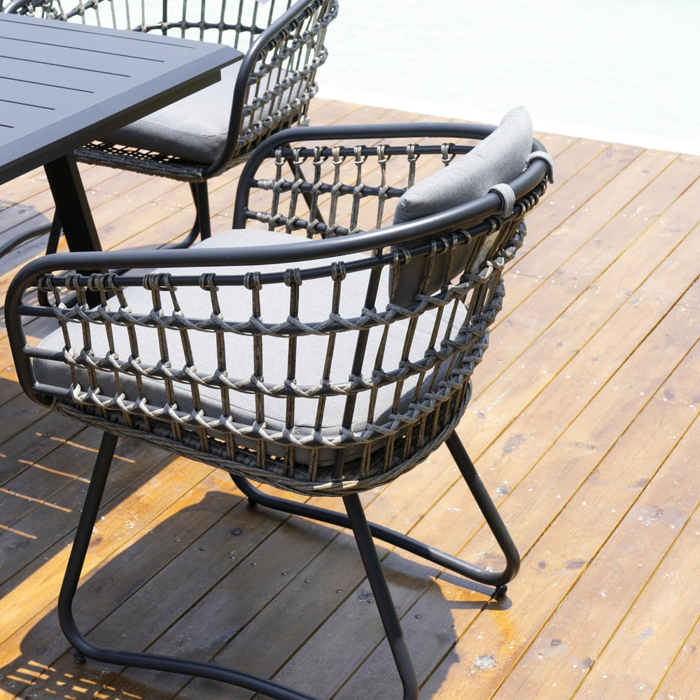 Pellebant 9 Piece Outdoor Dining Set for 8, Aluminum Table & Wicker Chairs