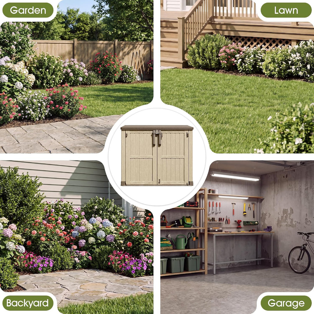 LHBcraft Waterproof Outdoor Storage Box 36 Cu Ft with Lockable Doors, Portabl...