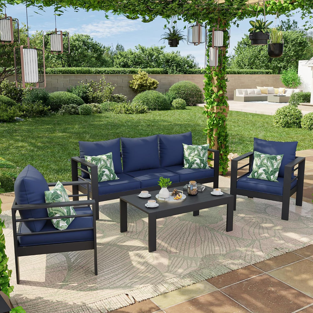 Amopatio Outdoor Chair Cushions, Navy, 23"×20"×4", Set of 4