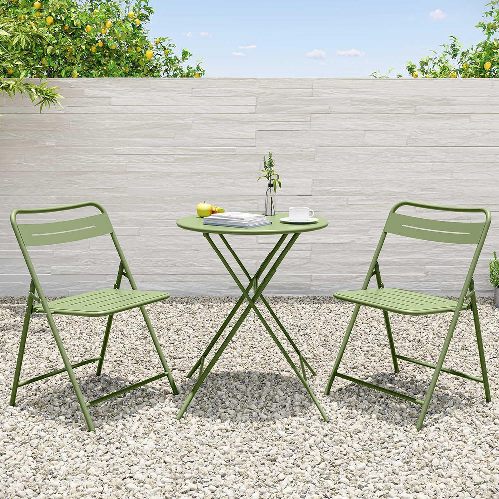 LAUSAINT HOME 3-Piece Steel Bistro Set, Weather-Resistant Folding Small Patio...