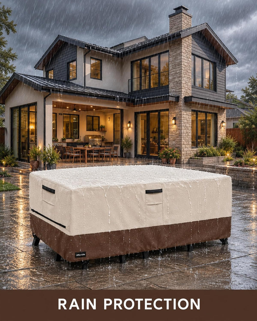 Outdoor Furniture Covers Waterproof, 111L x 74W x 28 inches, Beige
