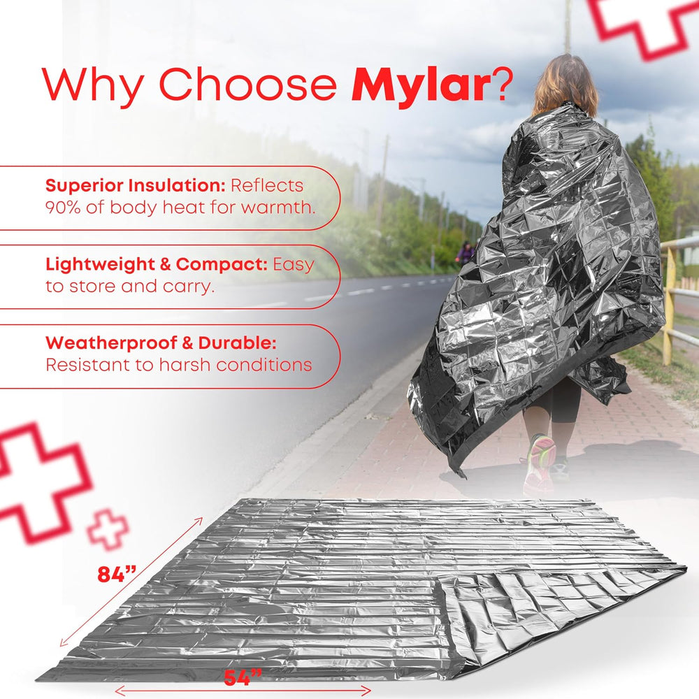 Ever Ready First Aid Mylar Rescue Blanket, Large Silver Thermal Sheet for Eme...