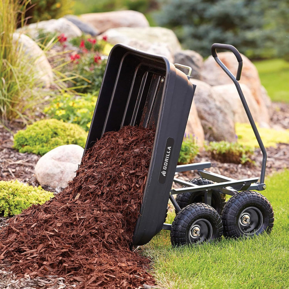 Gorilla Carts Poly Dump Cart, 600 lb. Capacity, 4 Cu ft, Quick Release Dump