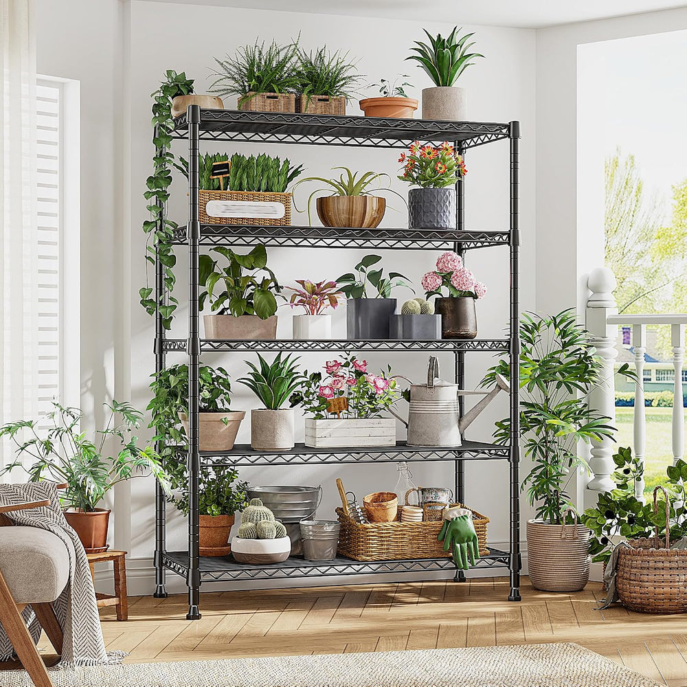 REIBII 5 Tier Storage Shelves, 1653LBS Heavy Duty&Silent Wheels for Garage