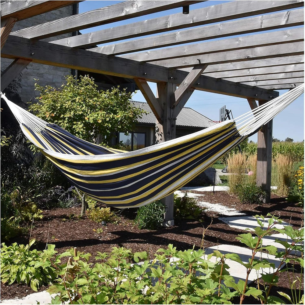 Vivere Brazilian Style Double Cotton Hammock with Polyester End Strings, 450 ...