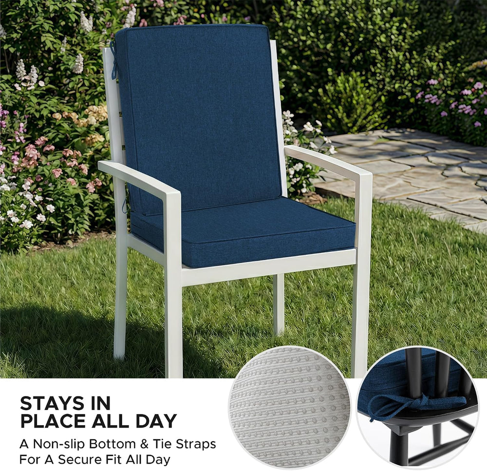 Outdoor Chair Cushions Set of 2, 18 x 16.5 Inch, Navy Blue