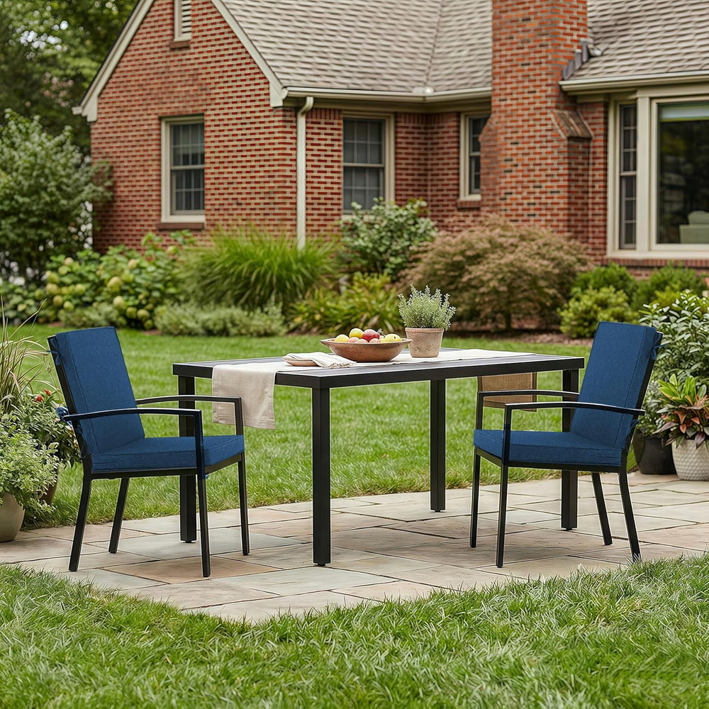 Outdoor Chair Cushions Set of 2, 18 x 16.5 Inch, Navy Blue