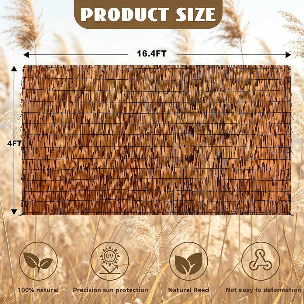 Reed Fencing Roll 4x16.4ft, 85% Shade Natural Bamboo Privacy Screen, Decorati...