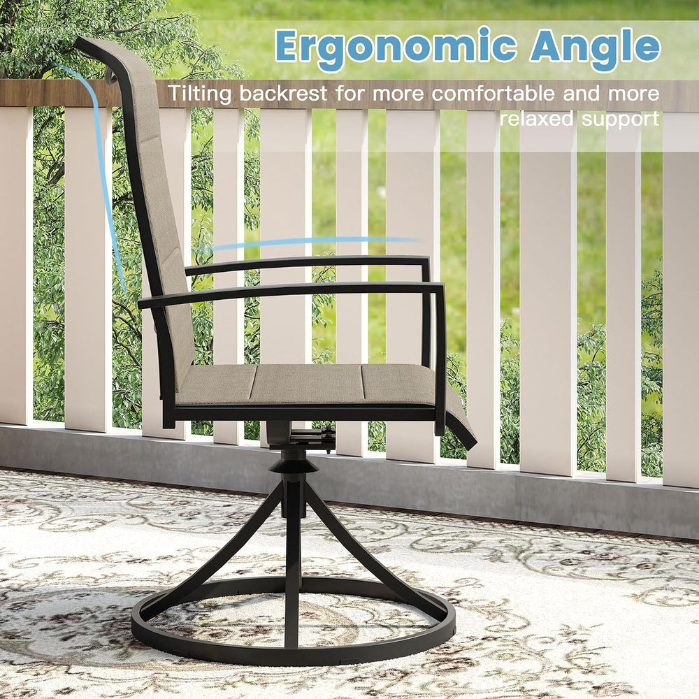 DIFY 3pc Outdoor Dining Set, 27.6" Square Table & Padded Swivel Chairs