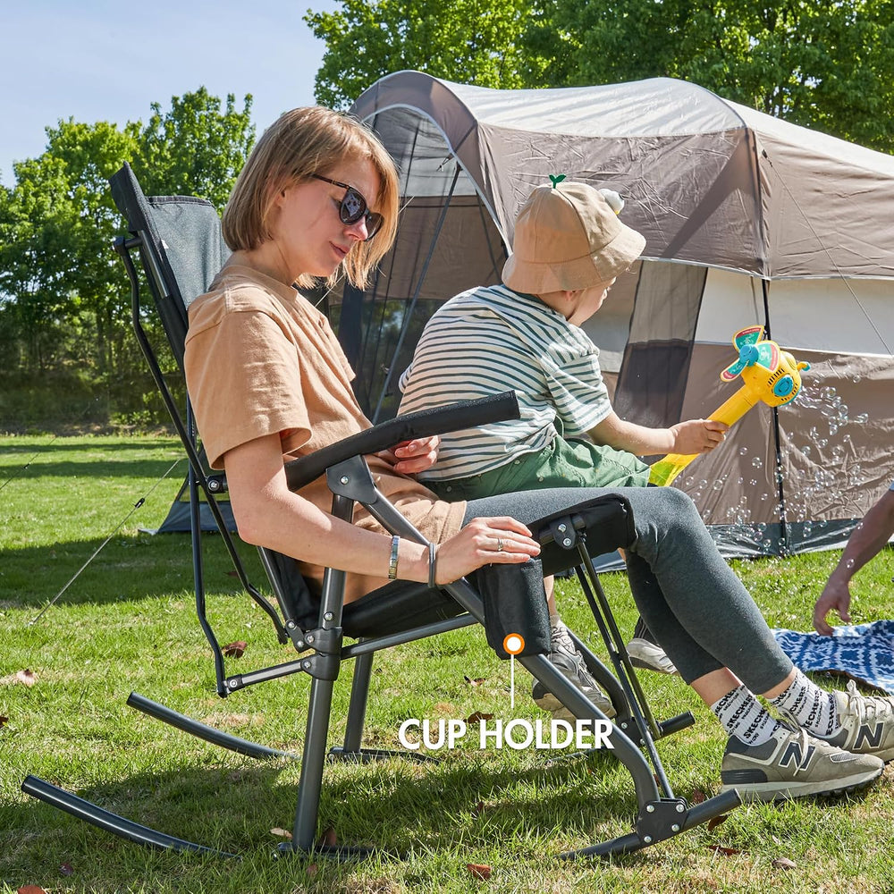 Portal Oversized Folding Rocking Chair, 400 lbs Capacity for Camping