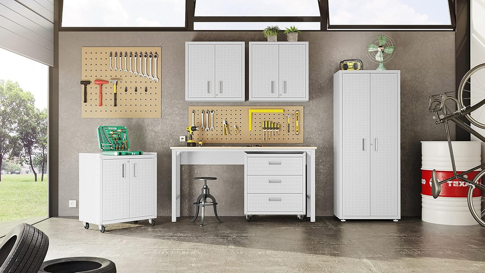 Manhattan Comfort Fortress Rolling Garage Storage Cabinet with 2 Adjustable S...