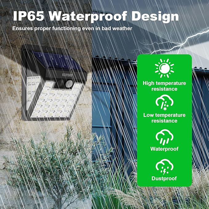 Solar Lights Outdoor, 72 LED Motion Sensor Wall Light, IP65 Waterproof and 3 ...