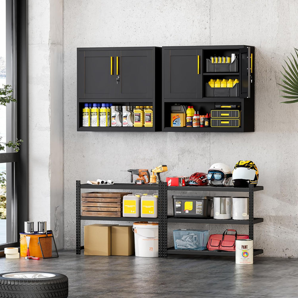 GAIOUS Metal Garage Wall Cabinet with Lock, Wall Mounted Steel Tool Cabinet