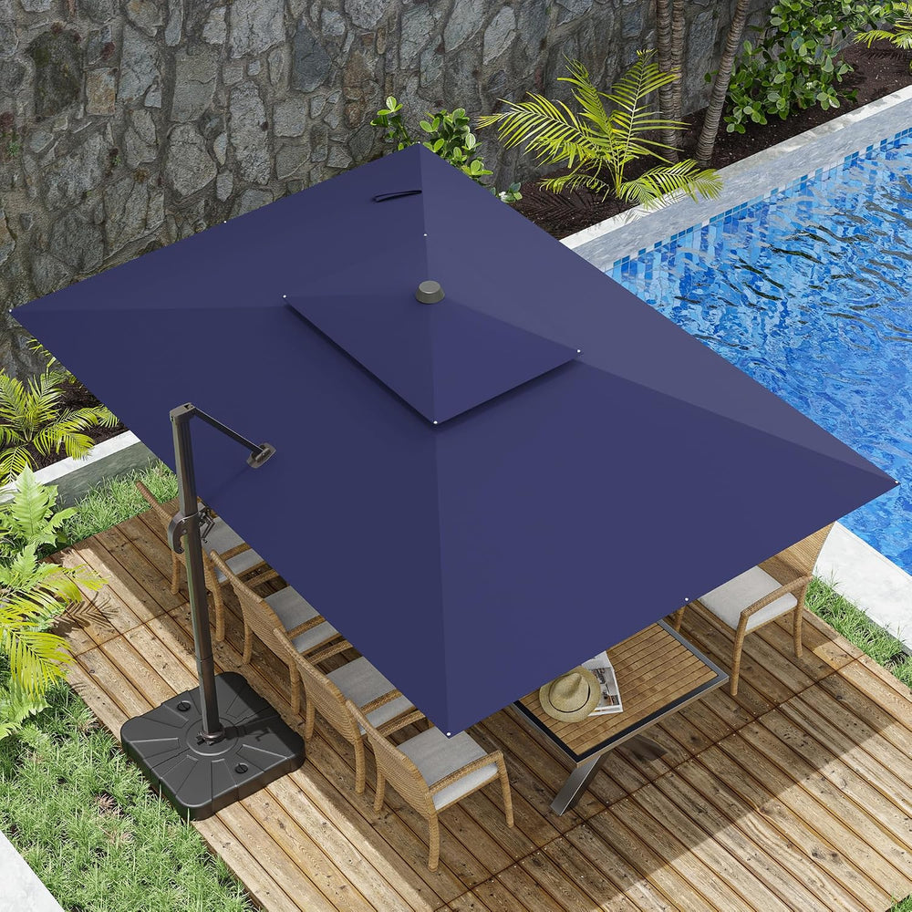 10x13FT Cantilever Outdoor Patio Umbrellas, Double Top Large Rectangle Umbrel...
