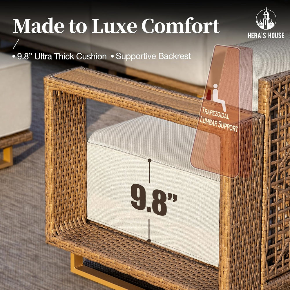 6-Piece Patio Sectional Furniture Set with 10" Thick Cushions