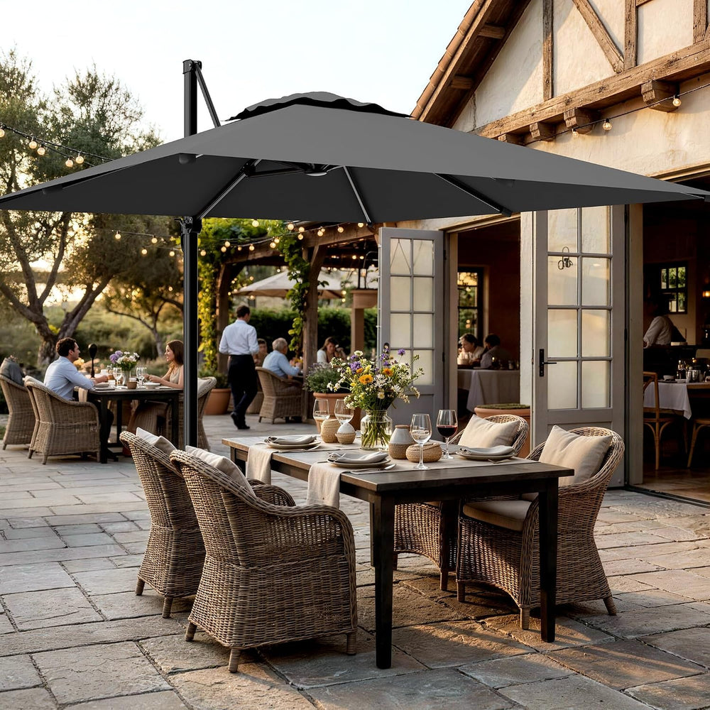 AreShark 9 X 9 FT Cantilever Umbrella w/ 360-Degree Rotation, Gray
