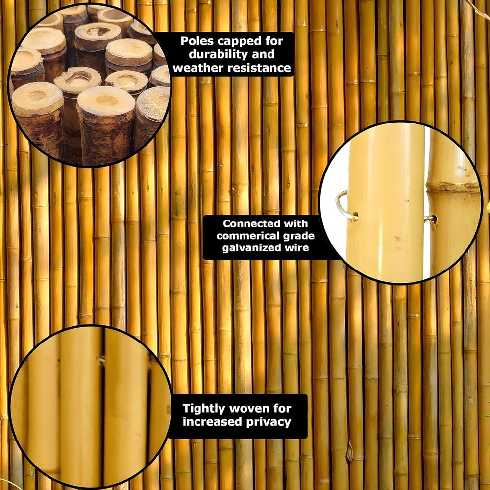 FOREVER BAMBOO Caramel Brown Bamboo Fencing Decorative Rolled Fence Panel 3 f...