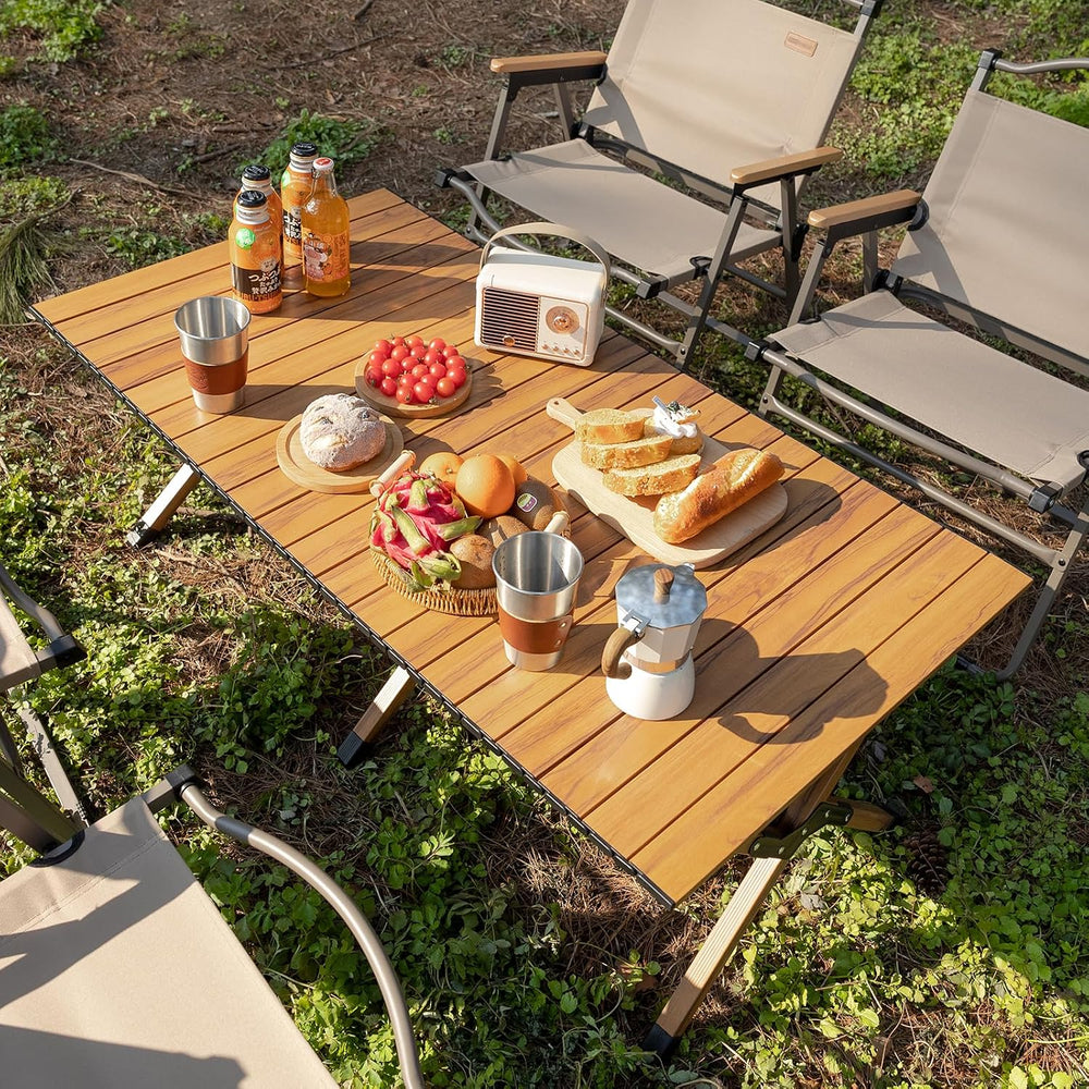 Whitsunday Folding Camping Table Aluminum Portable Roll-Up Picnic Table 4-6 P...