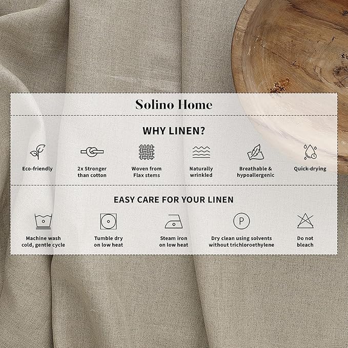 Solino Home Linen White Table Runner 108 Inches Long - 100% Pure Linen 14 x 1...