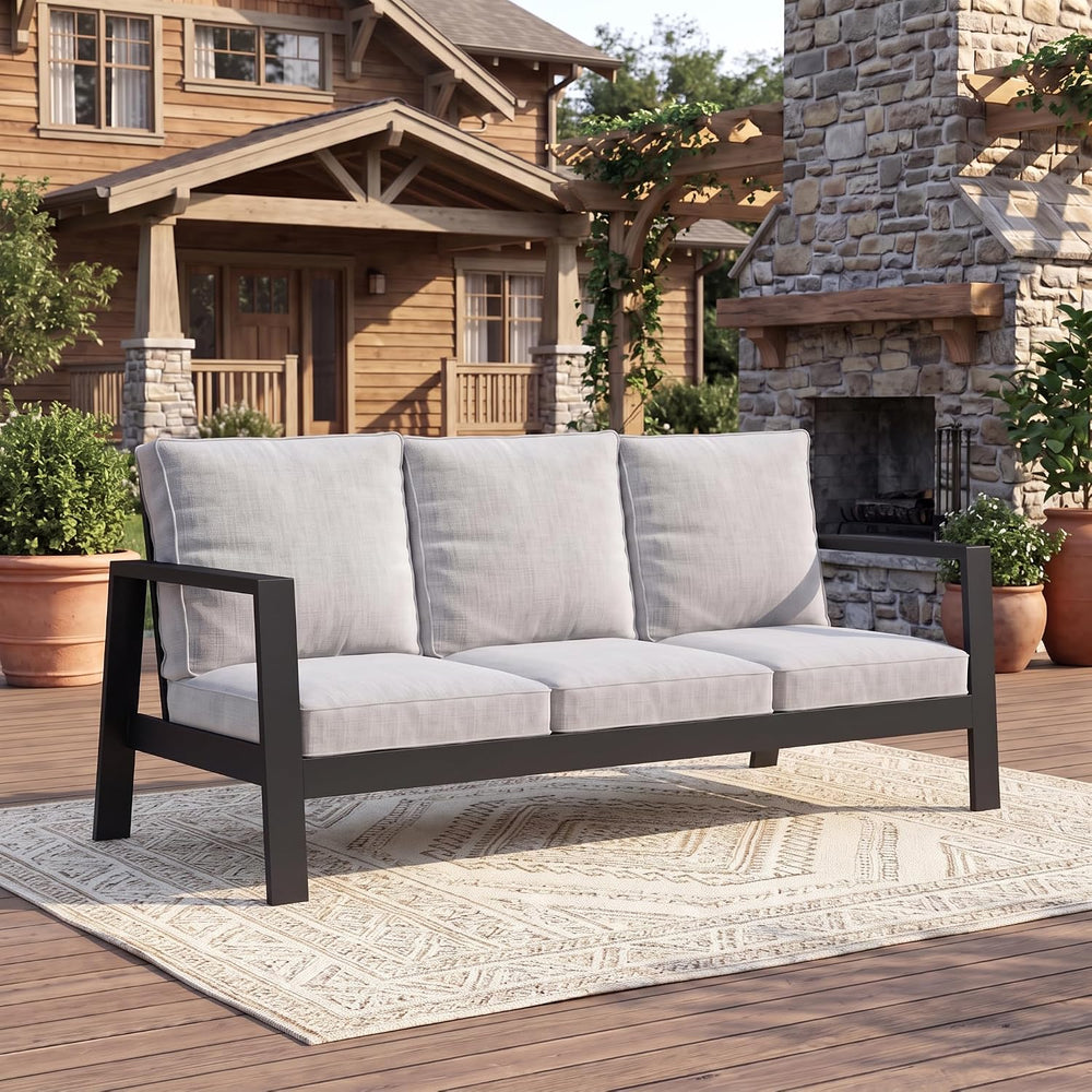 Wisteria Lane Aluminum Outdoor Couch, Patio Sofa with 5" Thick Cushions