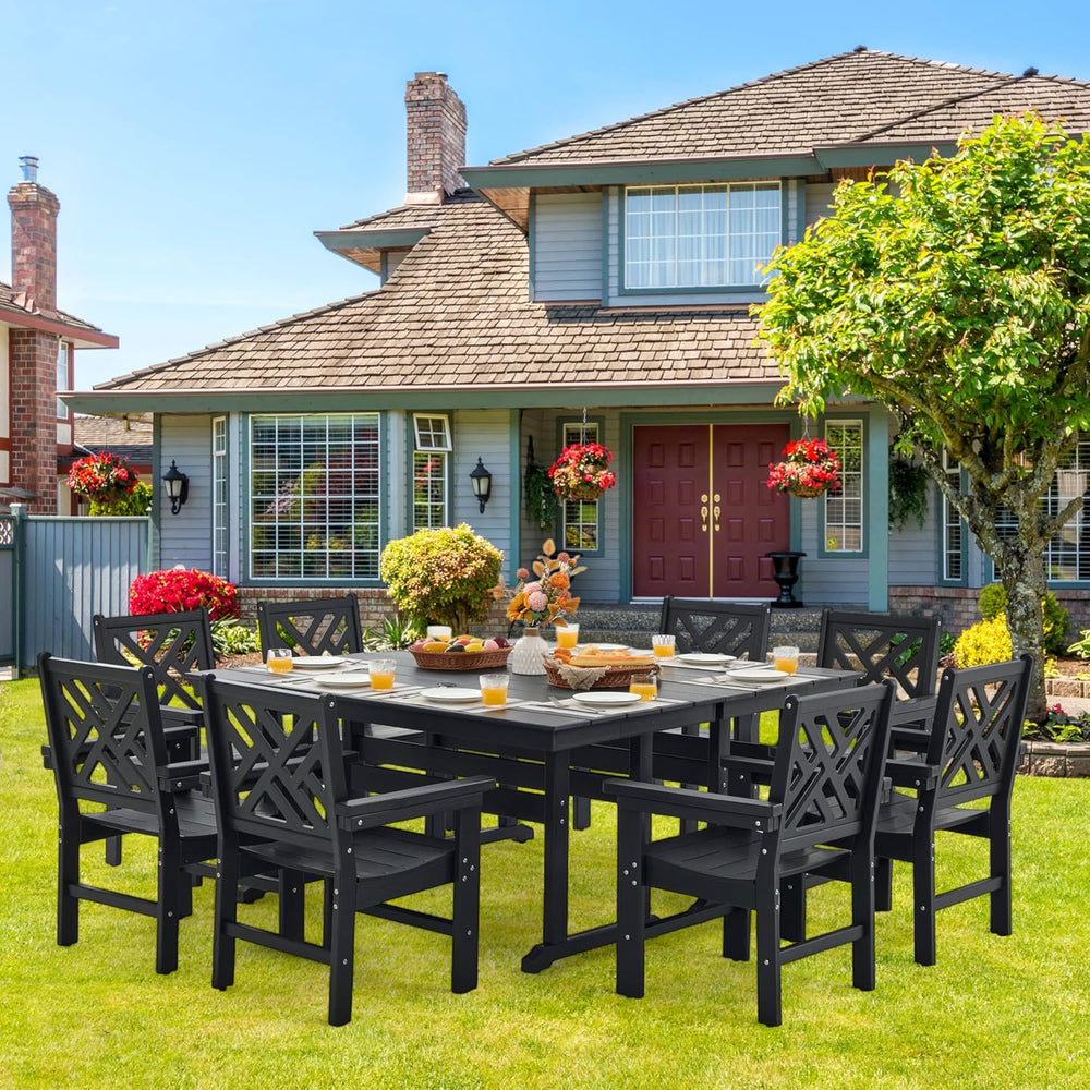 HDPE Outdoor Dining Set,10-Piece Outdoor Table and Chairs Include 8 Dining Ch...