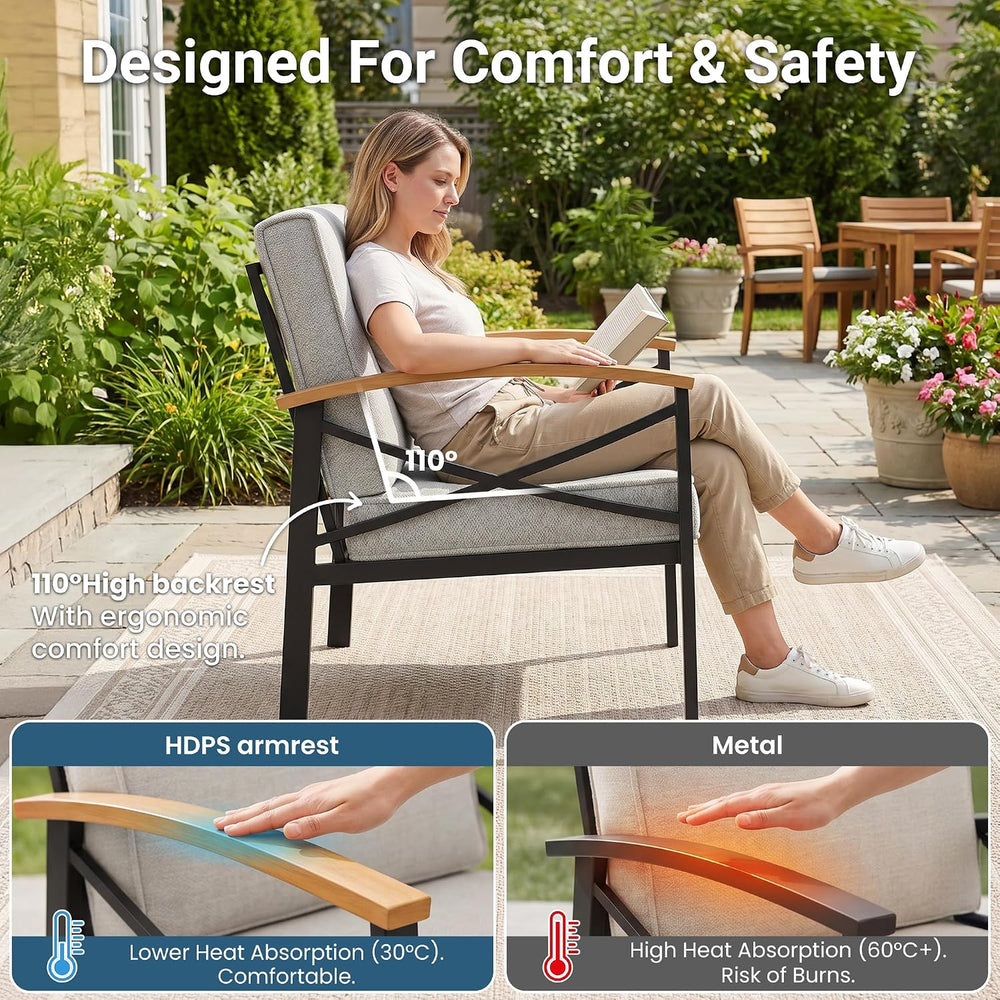 3-Piece Outdoor Patio Furniture Set for All-Weather, Heavy-Duty Metal Outside...