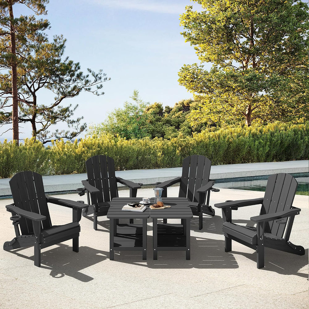 SERWALL Adirondack Table Set of 4, Outdoor Side Table- Gray