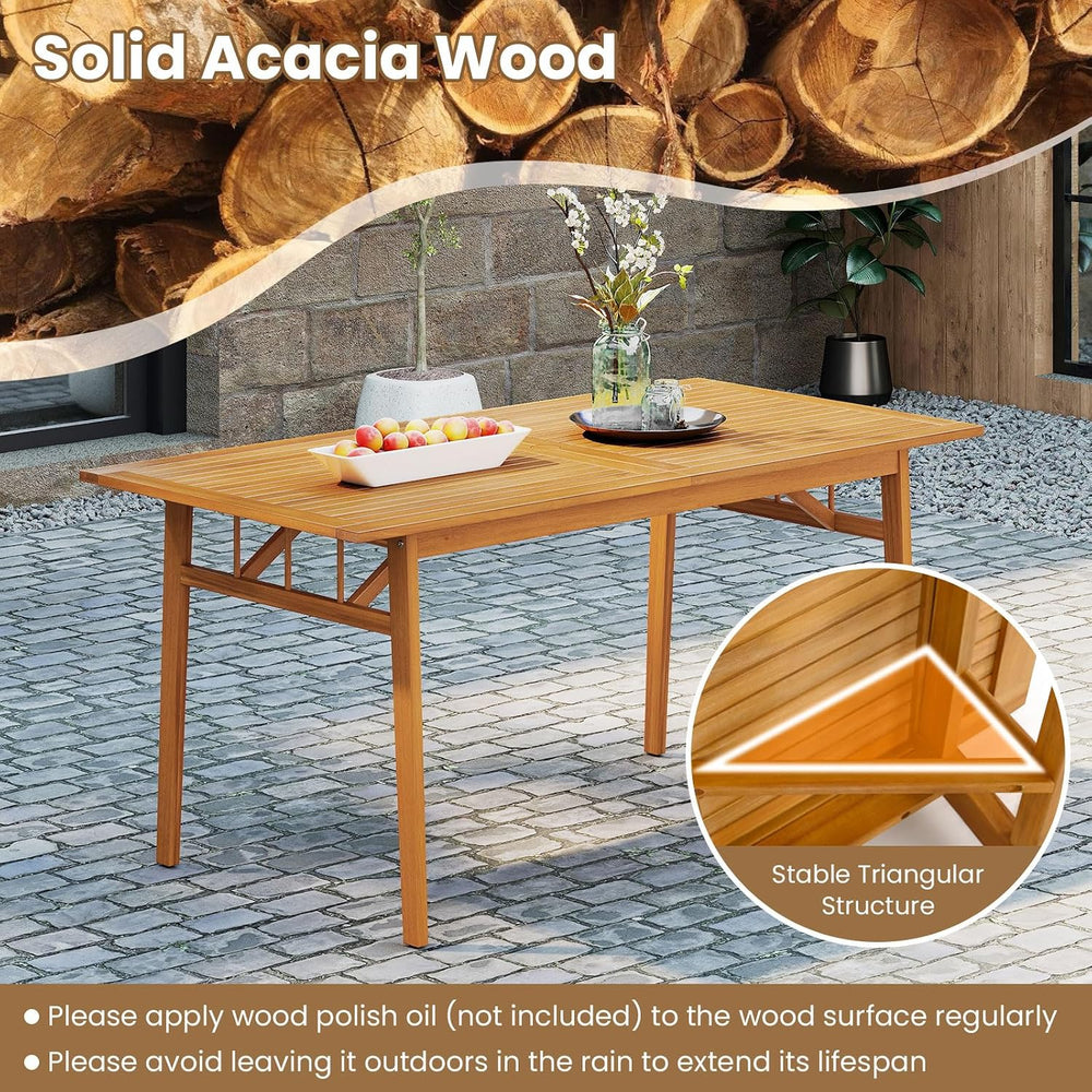 Tangkula 7 Pieces Patio Acacia Wood Dining Set, Outdoor Heavy Duty Rectangula...