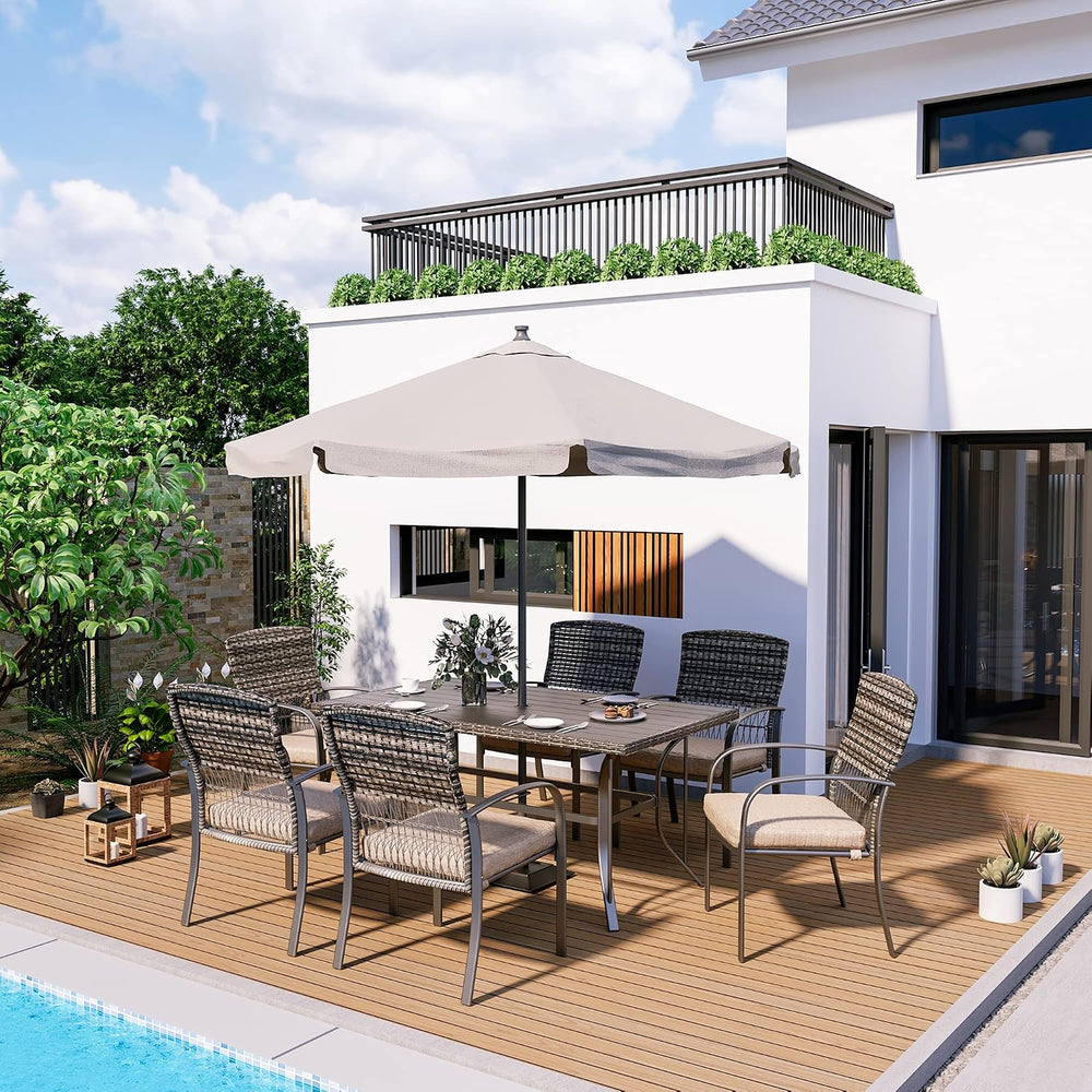 Pamapic 8504 Patio Dining 7 Piece, Outdoor Wicker Furniture Set for Backyard ...