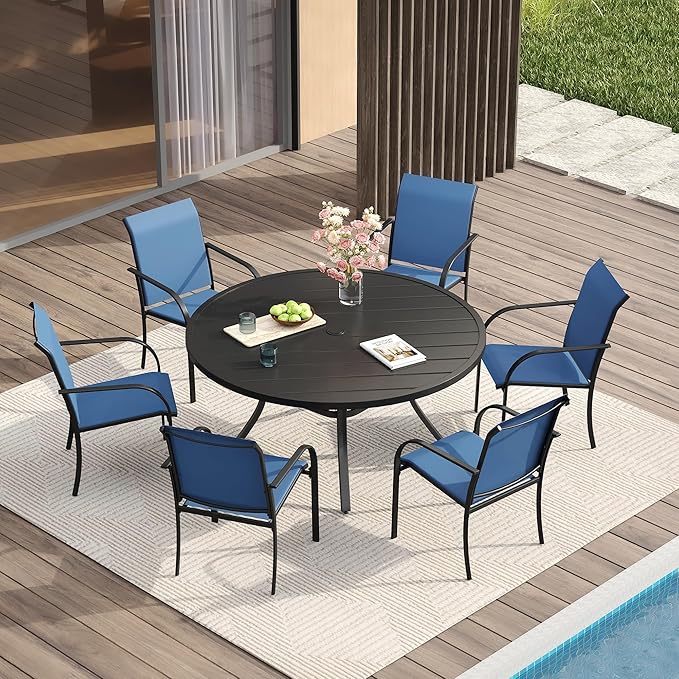 VICLLAX 7 Pieces Patio Dining Set, Outdoor Furniture Set Includes 47.2" ...