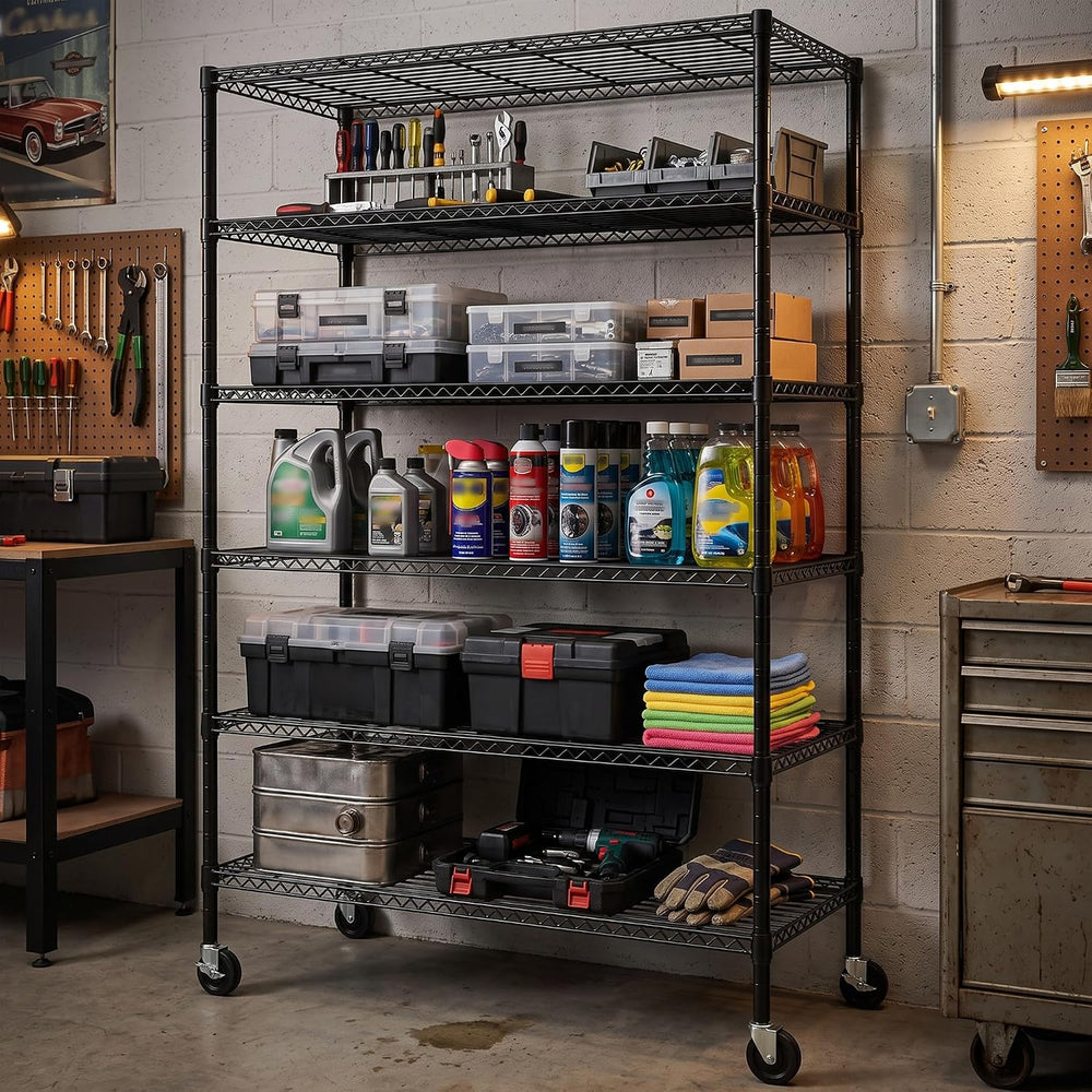 Romorgniz Heavy Duty 6-Tier Rolling Storage Shelves with Wheels for Garage