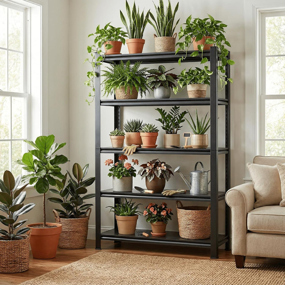 Lauxery 5-Tier Heavy Duty Storage Shelves with Lockable Casters - 3000LBS Cap...