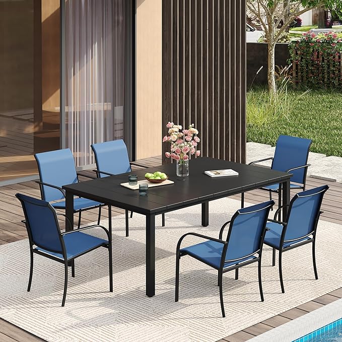 VICLLAX Patio Dining Set for 6, Outdoor Furniture Set Includes 63" Recta...