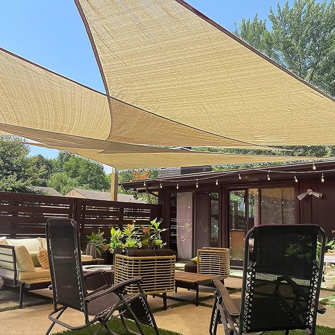 LOVE STORY Custom Size 16'x16'x22.6' Sand Sun Shade Sail Right Tr...