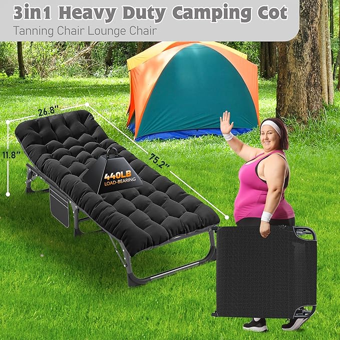 ABORON 2PK Oversized Chaise Lounge Chair,5 Positions Padded Outdoor Tanning C...